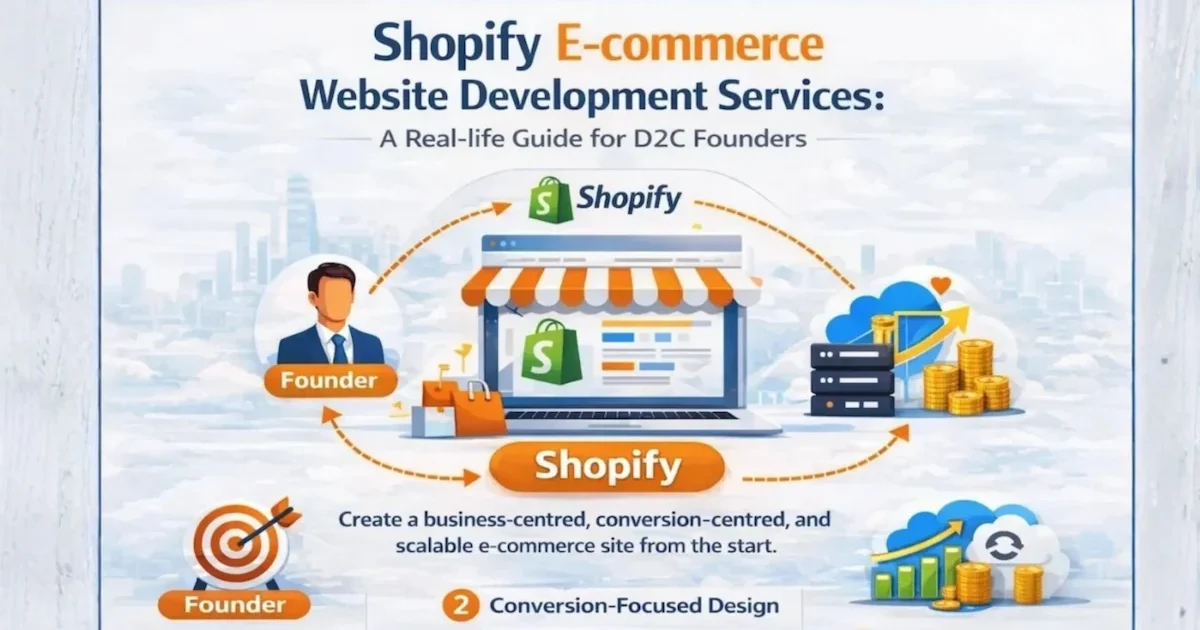 Shopify ecommerce website development for D2C founders showing scalable online store architecture and conversion focused design