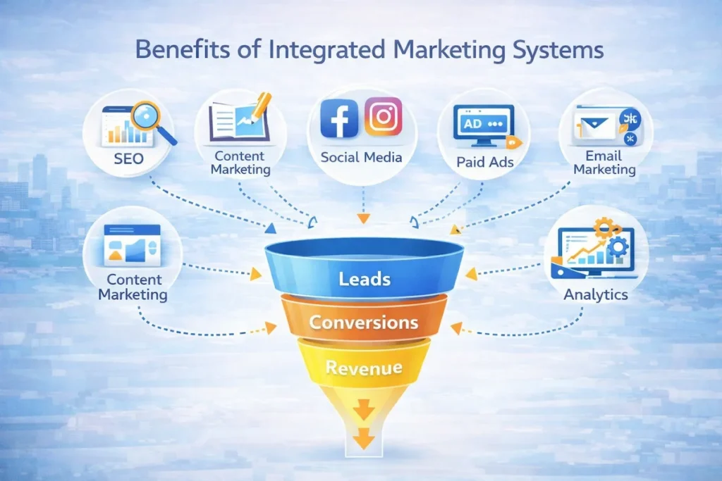 integrated digital marketing system seo content ads lead generation