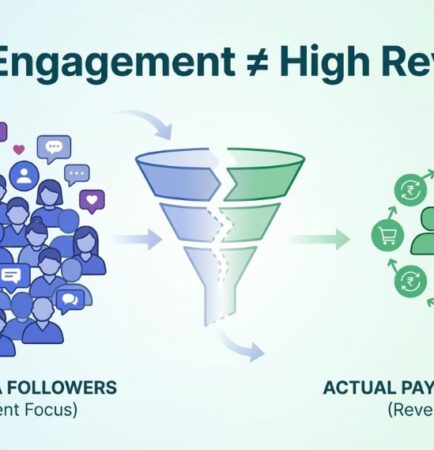 SMO in digital marketing showing difference between social media followers and actual paying customers with conversion funnel gap