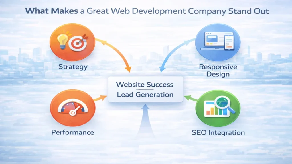 web development company factors strategy responsive design seo performance