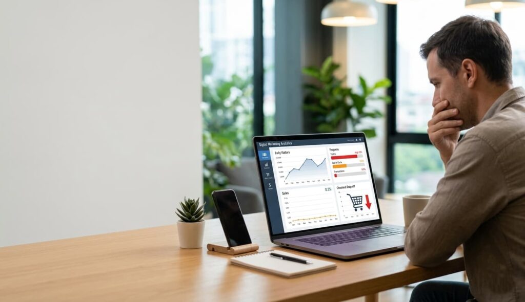 E-Commerce and Digital Marketing strategy showing high traffic but low sales conversion