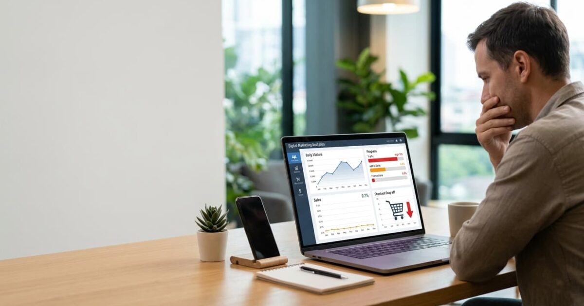 E-Commerce and Digital Marketing strategy showing high traffic but low sales conversion