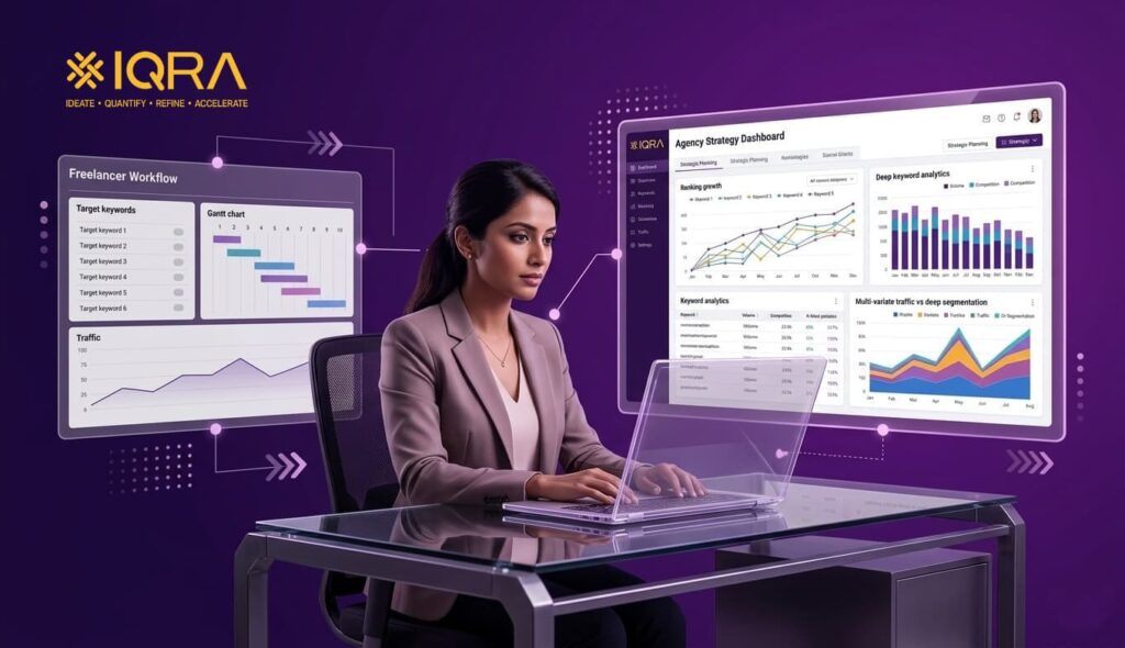 business owner reviewing SEO strategist & proposals from freelancer and agency