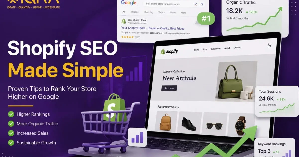 Shopify SEO guide showing ecommerce store ranking higher on Google