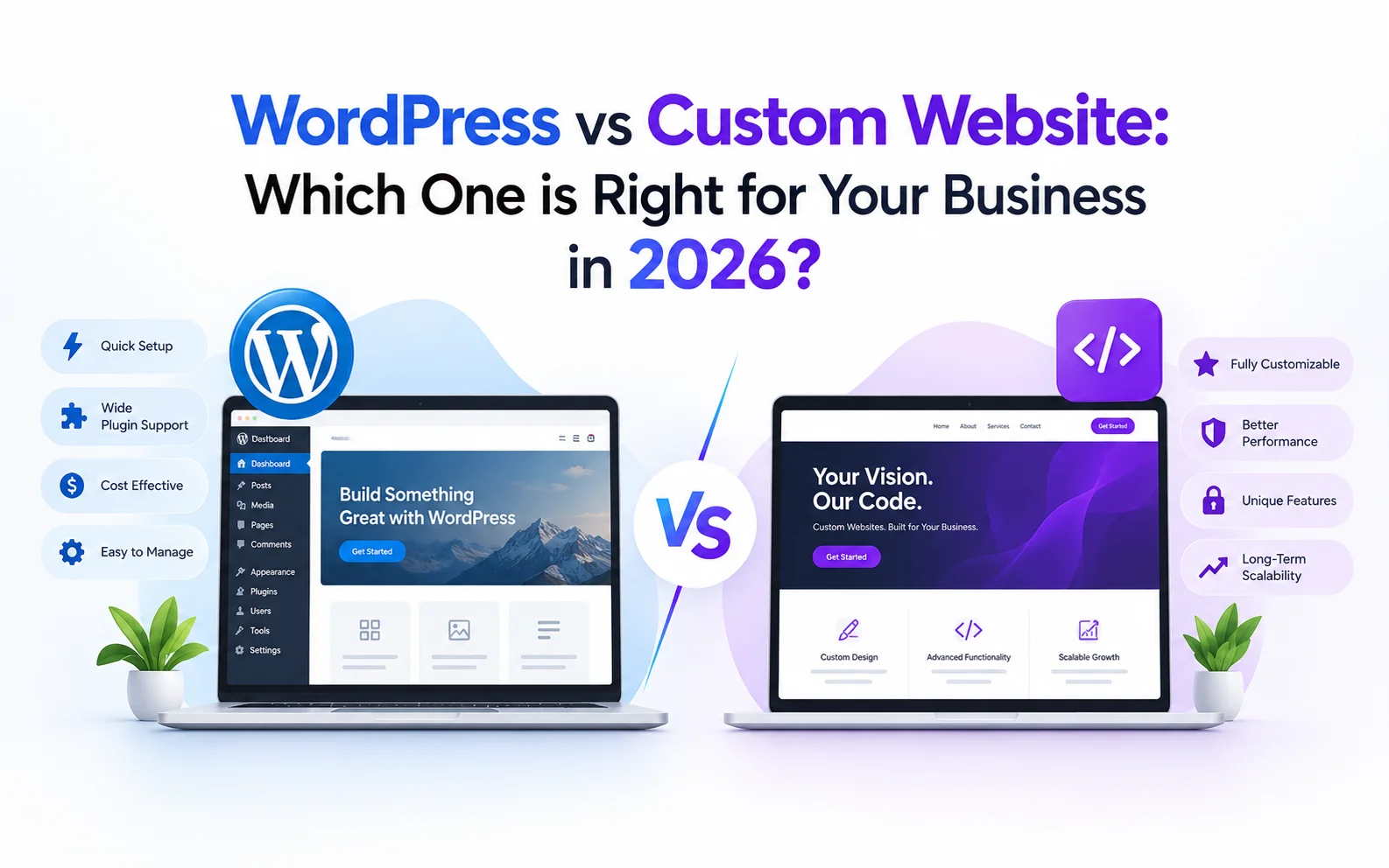 WordPress vs custom website comparison