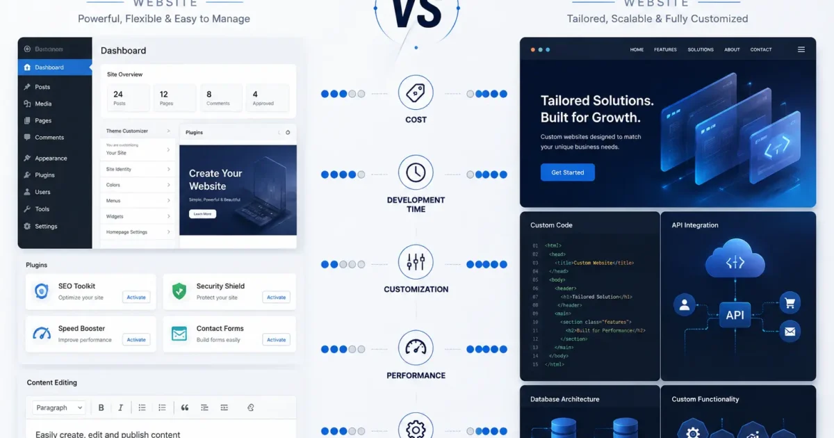 WordPress vs custom website comparison