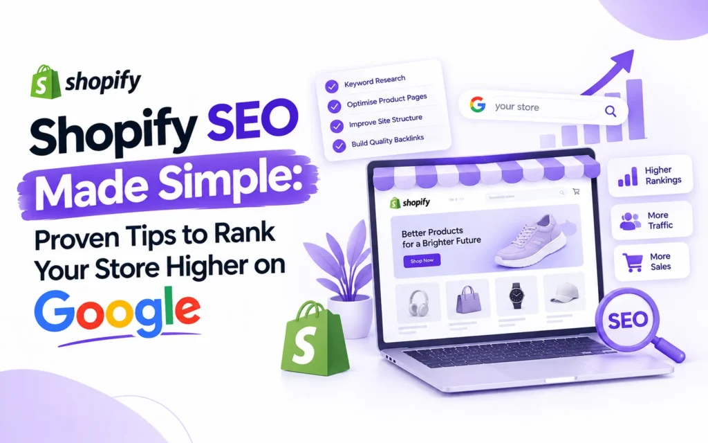 Shopify SEO guide showing ecommerce store ranking higher on Google
