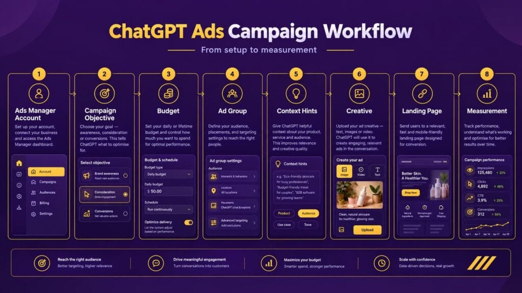 ChatGPT Ads campaign setup process